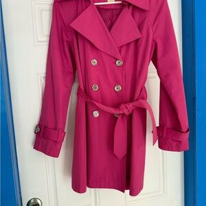 Michael Kors Fuchsia Double-Breasted Trench Coat